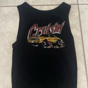 Hollister Black 'Cruisin'' Tank Top with Yellow Car Graphic